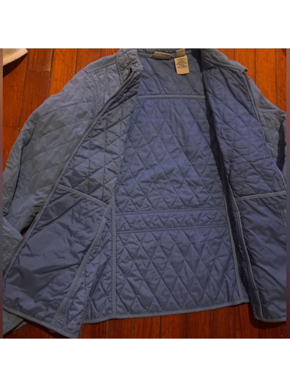 L.L. Bean Women's Blue Quilted spring Jacket size large equestrian jacket cowgir - Picture 4 of 6